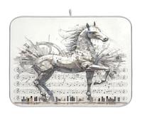 Mechanical Style Horse Music Score Grey dish mat kitchen counter drying mat dish dryer matt dryer mat kitchen dish drying mat jumbo 18 x 24