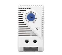 Mechanical Thermostat, 0-60℃ Adjustable Normally Open/Closed Temperature Controller Switch, 35MM DIN Rail Mount Temperature Controller Switch for Heater, Fan, Incubator (Blue)