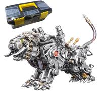 Mechanical Tiger 3D Metal Model Kit, 700 Pieces Adult DIY Building Set with LED Lights - Creative Stress Relief Puzzle, Unique Home Office Decor Gift for Men and Women (Silver)