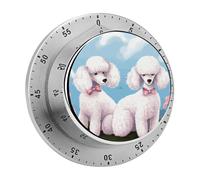 Mechanical Timer Poodles Dogs Printed Kitchen Countdown Timer Magnetic Backing Stainless Steel Body Magnetic Timer for Home Baking Cooking Oven