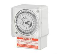 Mechanical Timer Switch AC 220V 24 Hour DIN Rail with 300H Power, Flame Retardant PC, 15 Min Interval for Industrial Kitchen