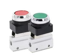 Mechanical Valve MOV-03B 1/8" Thread 2 Position 3 Way Red Green Flat Push Button Momentary Pneumatic Valve(8MM(1))
