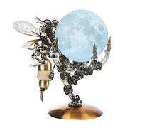 Mechanical Wasp 3D Metal Puzzle 627PCS with Moon Lamp Base DIY Assembly Model Kit Steampunk Insect Home Decor Lighting