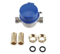 Mechanical Water Meter for Water Meter, Watermeter Garden and Home Usage 15mm Copper Cold Gauge with Arbitrary Rotation Function and 6 Accessory