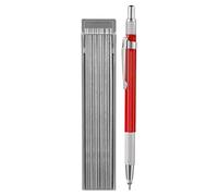 Mechanical Welders Pencil, Carpenter Pencil 2.0 mm with 12 Silver Refills, Metal Marker with Integrated Sharpener, Pipefitter and Construction Tools for Steel, Woodworking, Fabrication, DIY Projects