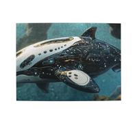 Mechanical Whale On The Seabed Wooden Puzzle 500 Piece Jigsaw Puzzle for Adults Challenging Puzzle for Game Size 15"x20.4"