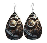 mechanically double-sided printed leather earrings int and shape of water drops, creative, light and novel, bright and vivid colors.