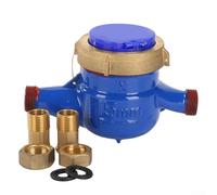 Mechanically operated water meter with clear visibility and protected threads for lasting functionality in humid or wet installation areas