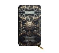 Mechanics Pattern Leather Clutch (7.5x4.1 inches) - Coin Card Key Wallet