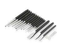 Mechanics Punches and Chisel Set, 16Pcs Pin Punch Center Punch Cold Chisel Punch Set, High Hardness Chrome Vanadium Steel Center Tapered Chisel Punch Set with Bag and Cold Gauge for Punching Work