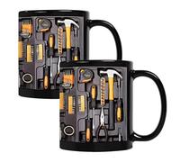 Mechanic's Toolbox Mug, Ceramic Mechanic Toolbox Coffee Cup, Tool Box Tea Mug, Gift for Dad, Husband, Car Lovers & Handymen(2pcs)