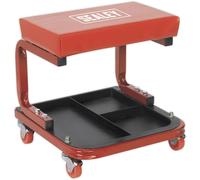 Mechanics Utility Seat - Steel Framework - Thick Cushion - 60mm Rubber Castors