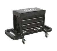 Mechanic's Utility Seat & Toolbox - Black - Sealey SCR18B New