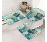 Mechanized Polar Bear Bathroom Rugs Sets 3 Piece, Soft Absorbent Memory Foam Bath Mats And U Shaped Contour Toilet Rug, Home Decoration, Quick Dry