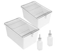 MechDriv Lab Mouse Cage, 2-Pack Rat Breeding Cage with 250ml Water Bottle | rodent habitat quarantine tub weaning feeder colony housing rack twin double escape-proof mesh polypropylene hamster gerbil