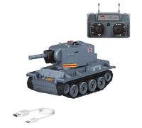 MechEdu 1:64 Scale Mini Radio Controlled Battle Tank - 2.4G Infrared Battle Mode, Rotating Tower and Rubber Chain Drive, Military Toy Tank Gift for Adults and Teenagers