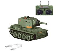 MechEdu 1:64 Scale Mini Radio Controlled Battle Tank - 2.4G Infrared Battle Mode, Rotating Tower and Rubber Chain Drive, Military Toy Tank Gift for Adults and Teenagers
