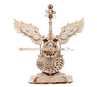 MechEdu 169 Pieces Mechanical Cello Music Box Puzzle Model, 3D Wooden Mechanics Gear Model Kit, A Gift Option for Model Enthusiasts