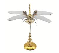 MechEdu 200+ Pieces Slanting Spotted Dragonfly Model, 3D Metal Steampunk Insect Kit with Magnetic Display Base, A Gift Option for Model Lovers