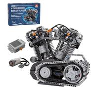 MechEdu Mocsage1653 Piece Engine Brick Set, OHV V-Twin V-Double Cylinder, 8 Valves, Top Four-Stroke High Speed Motor for Gifts, Home Decoration and Collectibles