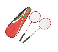 MechKit 2Pcs Badminton Racquet Ferroalloy Integrated Primary Badminton Racket with Nylon Handle Red