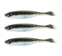 MechKit 3PCS Fishing T Tail Baits Artificial Fishing Lures Lifelike Soft Paddle Tail Bait 105mm 9.2g for Freshwater Saltwater Fishing Green Brown Gold Green Black Luminous Color (#2gold green black)