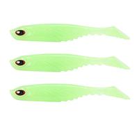 MechKit 3PCS Fishing T Tail Baits Artificial Fishing Lures Lifelike Soft Paddle Tail Bait 105mm 9.2g for Freshwater Saltwater Fishing Green Brown Gold Green Black Luminous Color (#3 Glow in the dark)