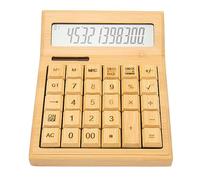 MechKit Bamboo Solar Powered Battery Powered Calculator Multifunction Scientific Calculator with 12 Bit Digital LCD Screen for School Office Home Use Wooden Material