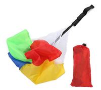 MechKit Children Colorful Resistance Umbrella Safe Non Physical Training Running Parachute for Kids Sports Outdoor Activities Red Yellow Blue Green Matching 1.25x0.65m