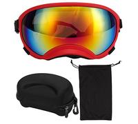 MechKit Dog Goggles Windproof Ultraviolet Proof Adjustable Strap Durable Dog Sunglasses for Large Breed Protective Eyewear for Outdoor Activities (Red Frame Red Lens)