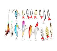 MechKit Fishing Lures Bait Tackle Set 17pcs Artificial Metal Plastic Hard Soft Bait with Sharp Hooks Vivid Colors for Freshwater Saltwater Fishing Enthusiasts