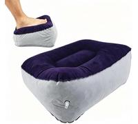 MechKit Foot Rest Pillow Inflatable Foot Rest, 37 x 28 x 15 cm PVC Fabric with Air Pump for Airplane Office Home (Gray+Blue)