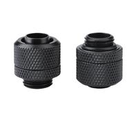 MechKit G1/4 Thread Tube Connector Brass Two Touch Fitting Flexible Water Cooling Fitting for PC Cooling System Black Silver 2PCS 50g 9.5mm Inner Diameter 12.7mm Outer Diameter (Black)
