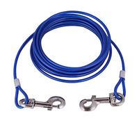 MechKit Long Steel Wire Dog Leash Heavy Duty Bite Resistant Outdoor Pet Safety Rope for Camping Picnic Garden Blue Red 5mm 5m (Blue)