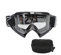 MechKit Motorcycle Goggles PC Sponge Adjustable Protective Sunglasses Motorbike Accessories for Off Road Riding Hiking (Black Frame Transparent Lens Gray Word)