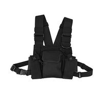 MechKit Nylon Walkie Talkie Chest Bag Hands Adjustable Universal Carrying Case for Police Construction Duty Workshop Black 46 x 26cm 1680D Fabric