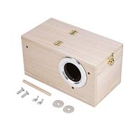 MechKit Quality Wooden Pet Bird Nest House Breeding Box Cage Accessories for Parrot Budgerigars Cockatiels Safe Non Sturdy Durable Metal Opening Top Cover Easy Clean With Stand L (Right opening)
