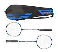 MechKit REGAIL 2Pcs Iron Alloy Badminton Racket Set for Kids Adults Lightweight Durable Replacement Rackets with Comfortable Grip and Storage Bag Outdoor Sports Equipment (Blue)