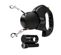MechKit Retractable Dog Leash Double Dog Lead, 3 m Double 360° Reflective ABS Nylon with LED Flashlight for Small Dogs Up to 25 kg