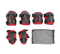 MechKit Roller Skating Protective Gear Set Adjustable Knee Elbow Palm Guards For Kids Age 6 18 Years Old Safety Equipment For Skateboarding Cycling Ice Skating Free Size 6PCS (Red)