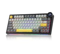 MechLands AK820V2 75% Wireless Gaming Keyboard with 0.9” TFT Display Screen & Knob, Gasket Mechanical Creamy Keyboard with 10000mAh Battery, Hot Swappable, RGB for Win/Mac (Black Grey)
