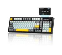 MechLands AK980 98% Mechanical Keyboard, BT5.0/USB-C/2.4GHz Wireless Gaming Keyboard, Hot Swappable Creamy Custom Keyboard with 1.14" TFT Screen, Knob, RGB for Win/Mac, QWERTY (Black, Gift V2 Switch)