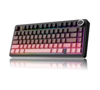 MechLands AULA F75 PRO 75% Mechanical Custom Creamy Keyboard, BT5.0/USB-C/2.4GHz Wireless Gaming Keyboard, Gasket Structure, Hot Swappable, Knob, RGB, Reaper Switches for Win/Mac (Black Pink)