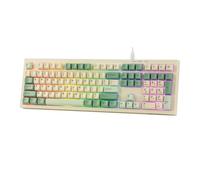 MechLands AULA S102 Membrane Gaming Keyboard with Number Pad, 100% Full Size Layout, USB-C Wired, RGB Backlit, Creamy Silicone Structure, Silent Keyboard for PC Game/Office (Yellow)