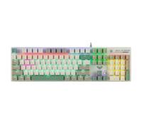 MechLands Aula S500 Wired Gaming Keyboard, Full Mechanical Keyboard (White&Green, Red Switch)
