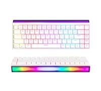 MechLands NK68 Wired Gaming Keyboard with Lightbox, 65% Compact Mechanical Keyboard, Hot Swappable, Shine Through Keycaps, NKRO for Win/Mac/Android (White)