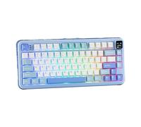MechLands Vibe75 75% Wireless Gaming Keyboard with Interchangeable Screen Module, Hot Swappable Creamy Mechanical Keyboard with Gasket Structure, BT5.0/2.4GHz/USB-C, 5-Layer Padding, RGB (Blue)