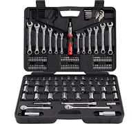 MECHMAX Mechanic Tool Socket Set 1/2, 3/8 and 1/4 inch Drive SAE & Metric Size, 161 Piece with Tool Box Storage Case for for Home, Household, Garage, Bike, Car Trunk, Automotive, Mechanic Projects