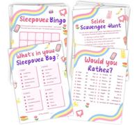 Mecholey Sleepover Party Supplies for Girls,4Funny Girls Night Games Sleep Over Essentials for Slumber Party Supplies Girls