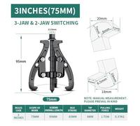 MECHURA Bearing Puller Tool Gear Puller 3/4/6 Inch 3 Jaw 2 Reversible Pulley Remover Tool Bearing Flywheel Removal Kit(3inch)